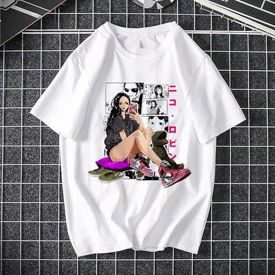 ONE PIECE Pirate King Luffy Fourth Grade Printed T-shirt Thin Top Short Sleeve Anime  Tshirt