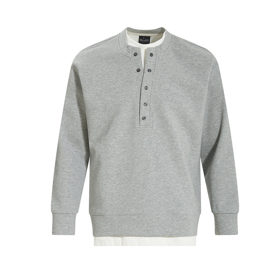Henry collar undershirt fake two hoodies men